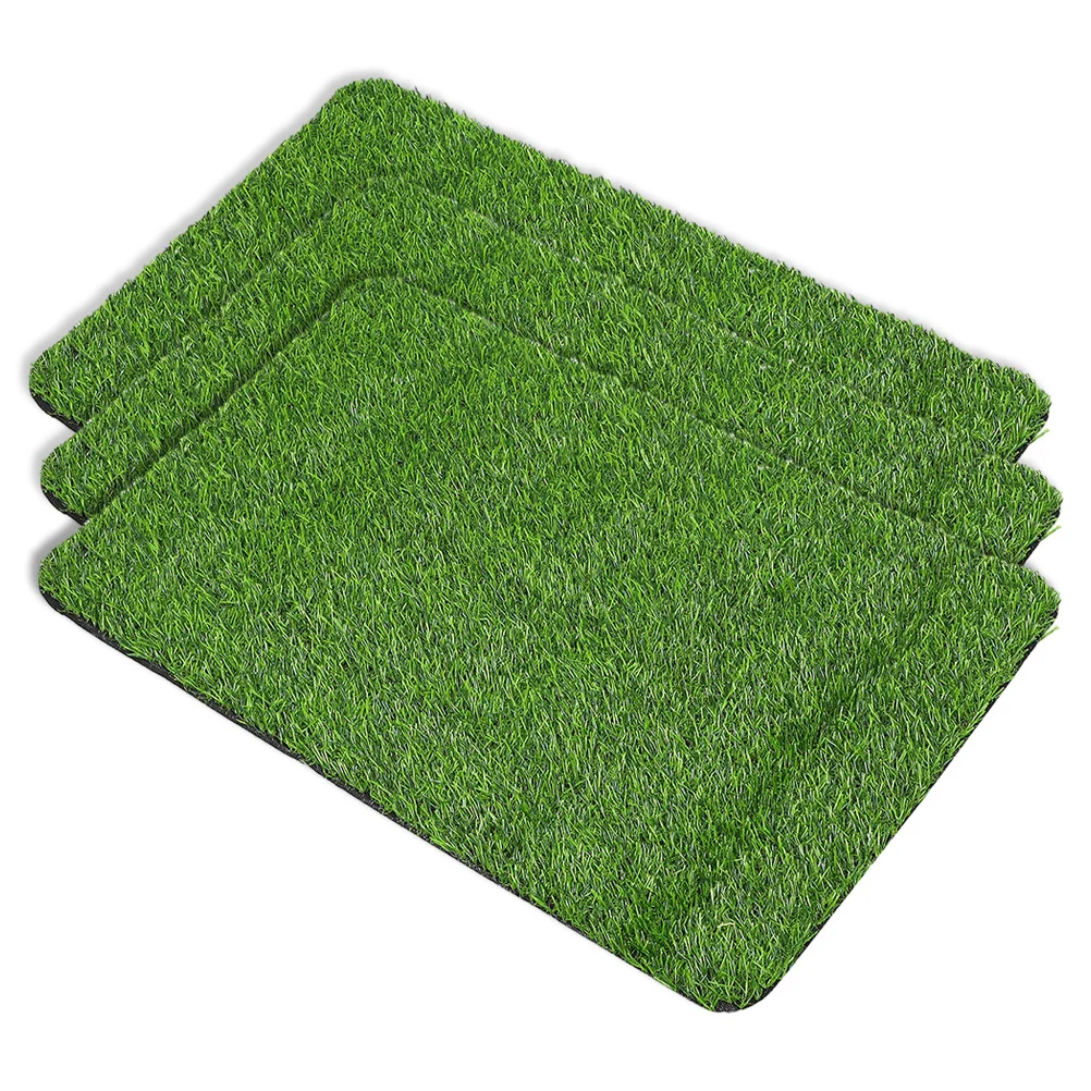 3 Pcs Artificial Turf Carpet Green Grass Mat Front Door Floor Polypropylene Fiber (polypropylene)