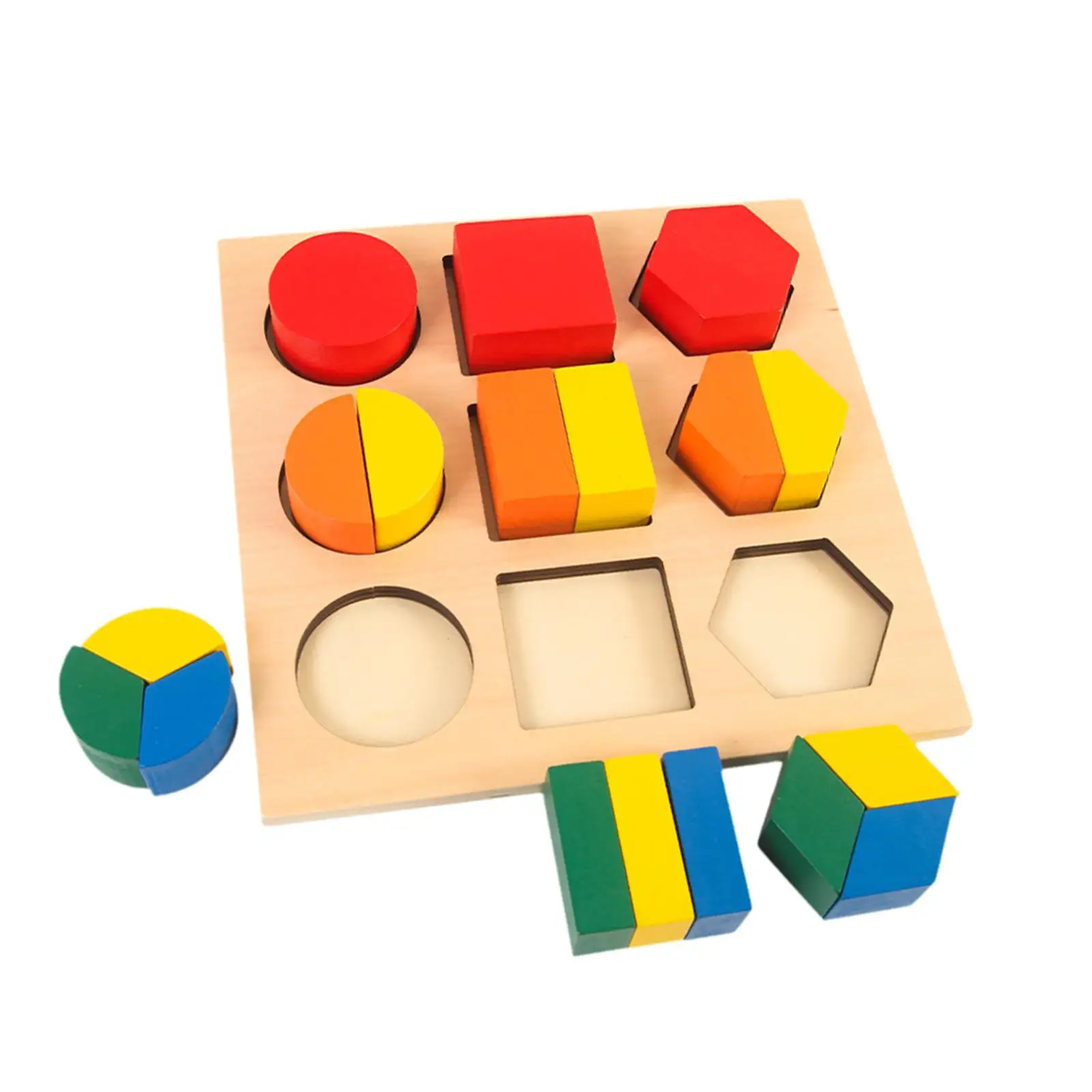 

Wooden Geometric Shape Board,Wooden Blocks Fine Motor Skills Manipulative Puzzle Toy for Kids Children Age 3 4 5 6 Years