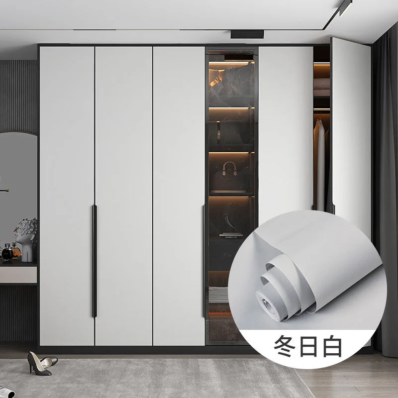 ورق حائط أبيض ذاتي اللصق للخزائن والأثاث وإعادة تشكيل ملصق لطاولة خزانة الملابس وباب المطبخ وورق حائط لتجديد المطبخ #4