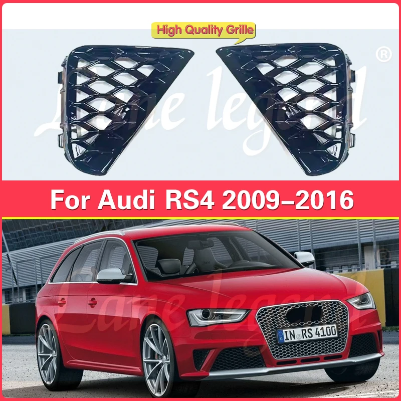 

Front Fog Light Grille Cover for Audi A4 RS4 S4 2009-2016 Honeycomb Fog Lamp Grill ABS Body Kit Gloss Black