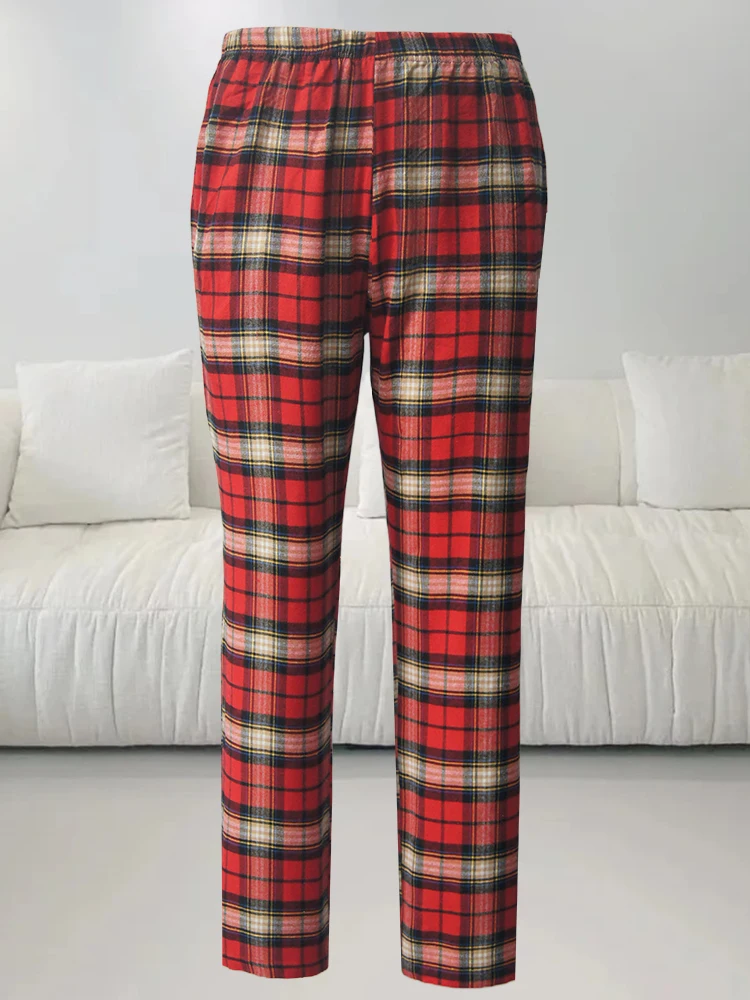 Home Lounge Pants Men\'s Plaid Pajama Pants Pants Elastic Waistband Loose Comfort Straight Pants Joggers Home Sweatpants