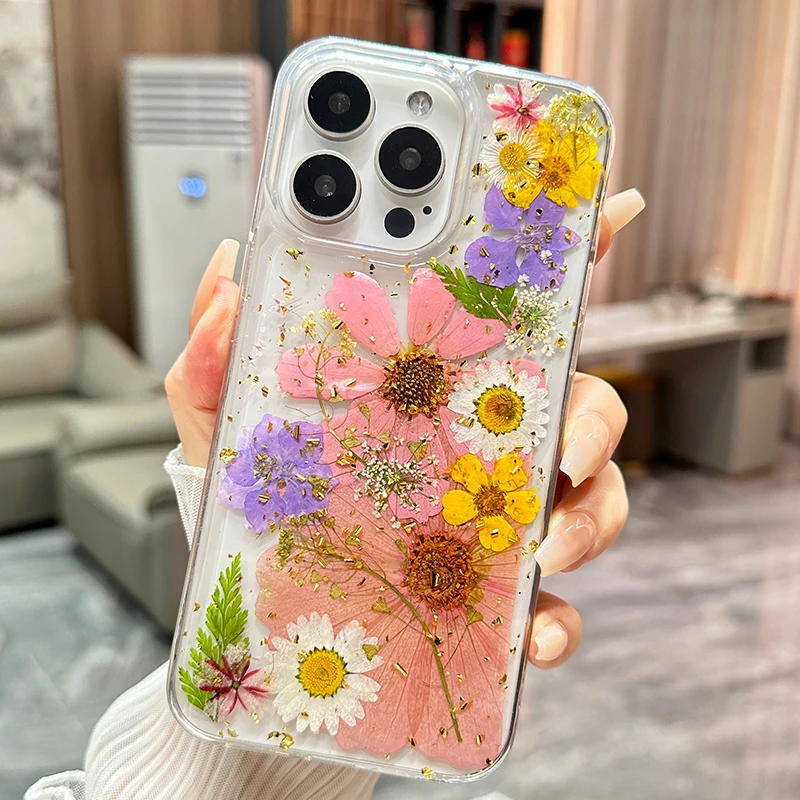 Luxury Colorful Flower Quakeproof Silicone Cover Case For For iPhone 16 Pro 15 Plus 14 ProMax 13 12 Pro Max Mobile Phone Case