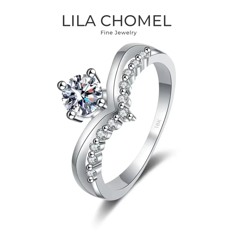 

Engagement 18K White Gold Wedding Band Women Birthday Gift 0.5CT Moissanite Diamond Girl Valentine's Day PT950 Platinum Rings