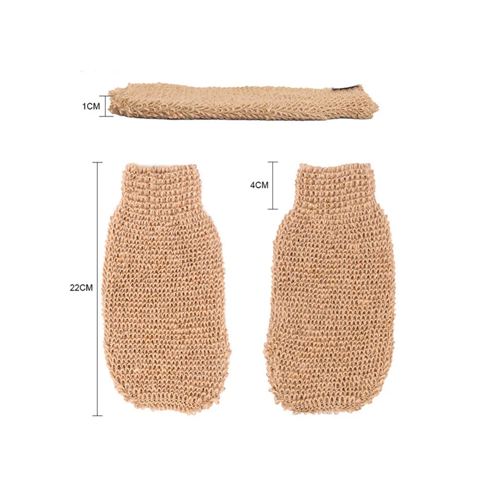 2 Pcs Bath Sponge Scrub Gloves Dead Skin Remover Scrubber for Body Beige Ramie Jute Brush