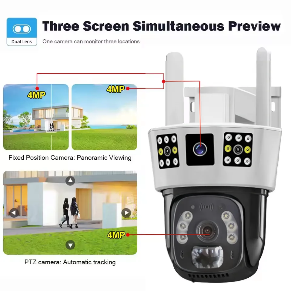 6K 12MP HD Solar Camera Card Wifi Outdoor IP Wireless Security system CCTV Surveillance PTZ Night Vision PIR Human Detection Cam