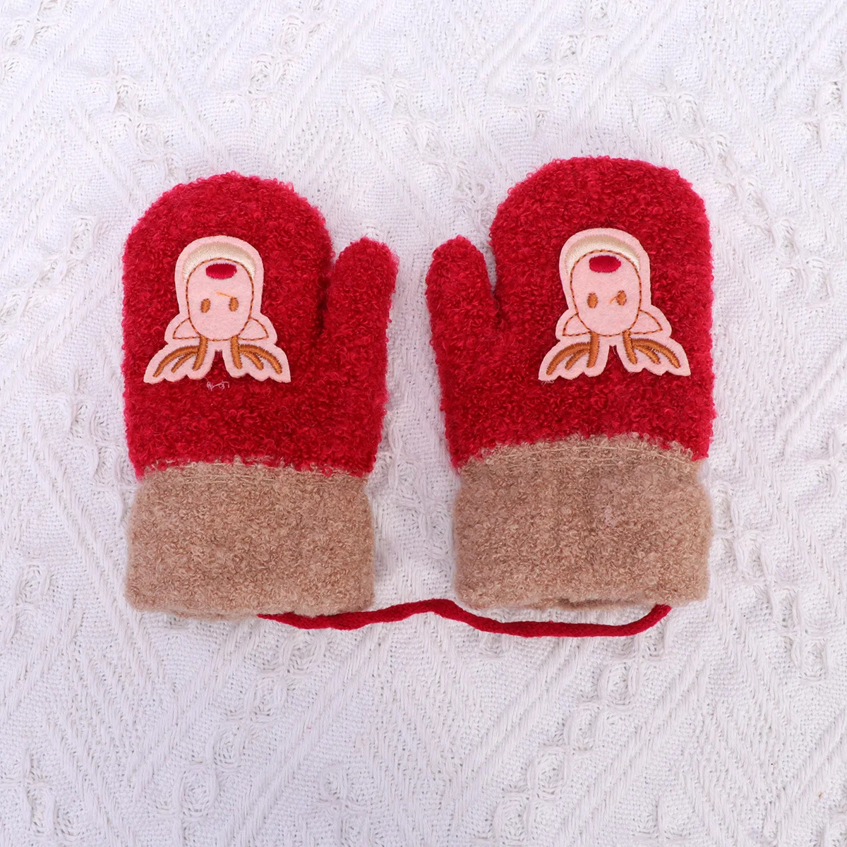 1 Para Świątecznych Rękawiczek z Motywem Łosia, Czerwone Ciepłe Zimowe Mitki, Pełne Pokrycie Ochrona Dłoni dla Dziewczynek i Dzieci, Świąteczne Mitki