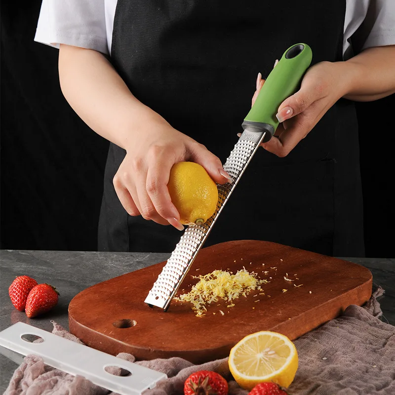 Citrus Lemon Zester & Cheese Grater-Parmesan Cheese, Lemon, Ginger, Garlic, Nutmeg, Chocolate, Vegetables, Fruits, kitchen tools