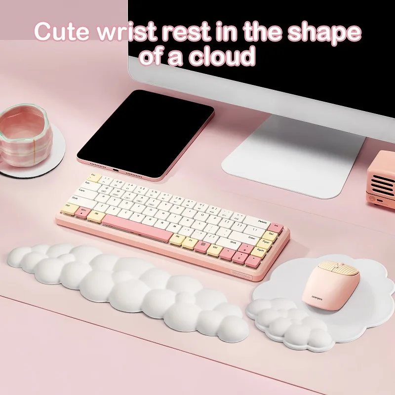 Soft Comfortable Keyboard Wrist Mouse Pad Non-Slip Ergonomic Desk Stable Silicone Bottom Typing Gaming Cortex Memory Cotton Palm