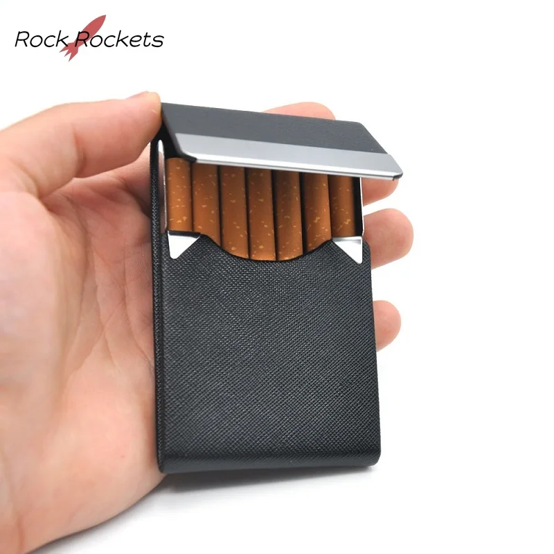 R&R Portable Leather Cigarette Case Magnetic Buckle Flip Cover PU Cigar Box for Lighter Card Storage Box Smoking Accessories