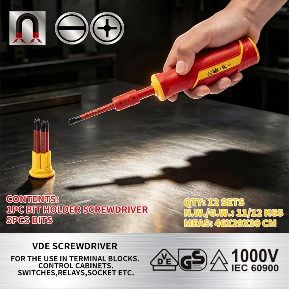 Magnetic Insulated Screwdriver Set Phillips Slotted Insulation Safety Phillips Slotted Screwdriver Set Non-Slip Handle