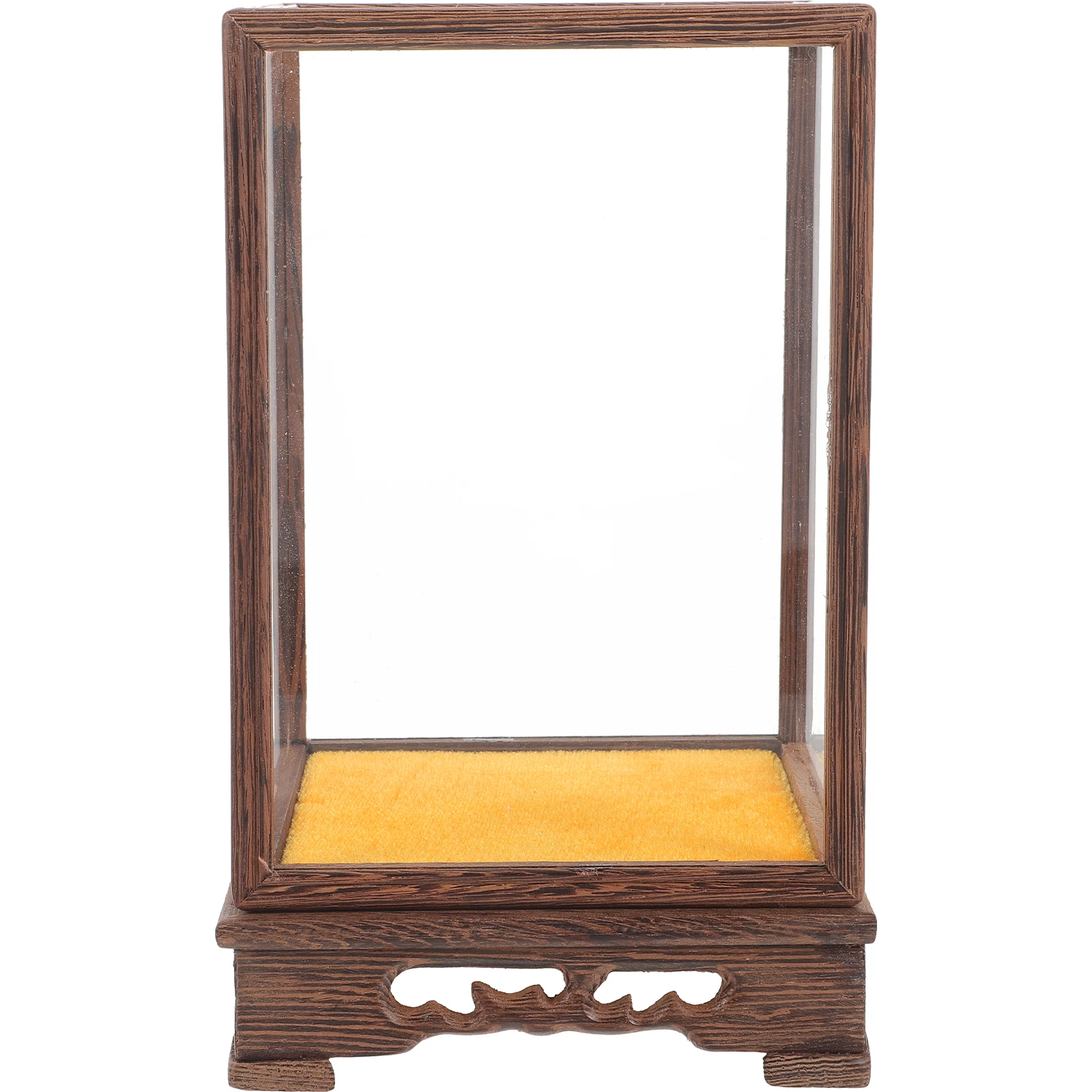 

Wooden Glass Dome Dust-proof Cover 12x12x17cm Buddha Statue Display Case Transparent Home Decor Collectibles Storage Box Model