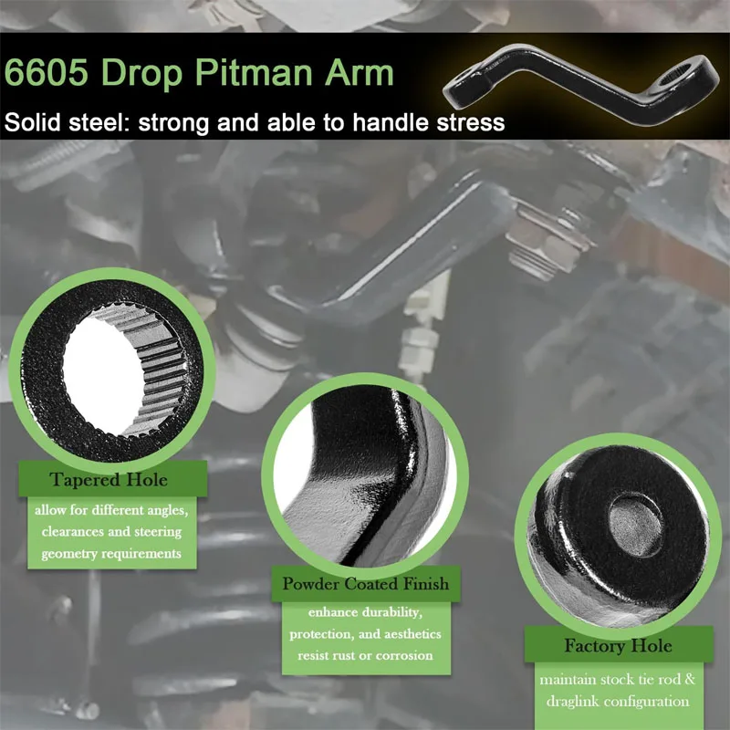 Power Steering Drop Pitman Arm 6605 Fits for 84-01 Jeep Cherokee XJ & Comanche MJ, for 87-06 Jeep Wrangler YJ & TJ, Jeep