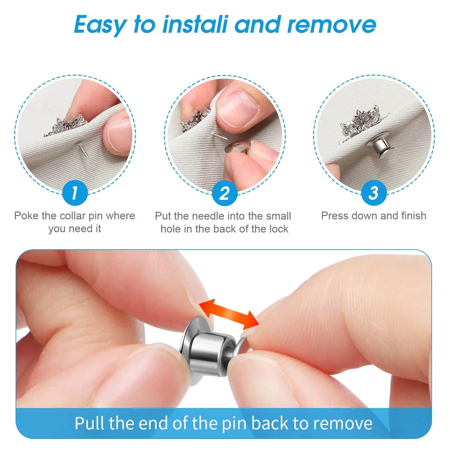 20-Piece Stainless Steel Locking Pin Backs | Secure Clasps for Brooches, Lapel Pins & Enamel Badges | Jewelry Making Supplies image 5