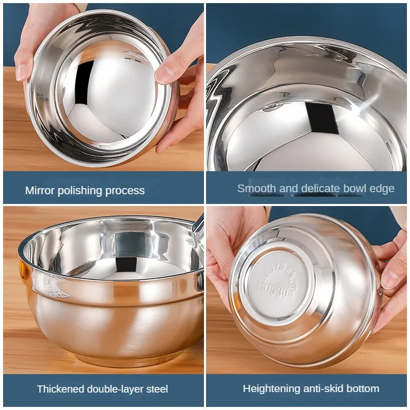 304 stainless steel thickened double-layer anti-scalding canteen Kindergarten instant noodles Platinum bowl Soup bowl