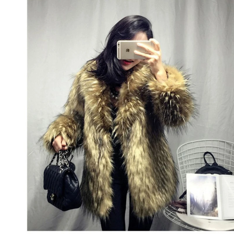 Luxury Brands Winter Faux Fur Coat Women Plus Size Thick Warm Fur Jacket Long Sleeve Lapel High Quality Coats