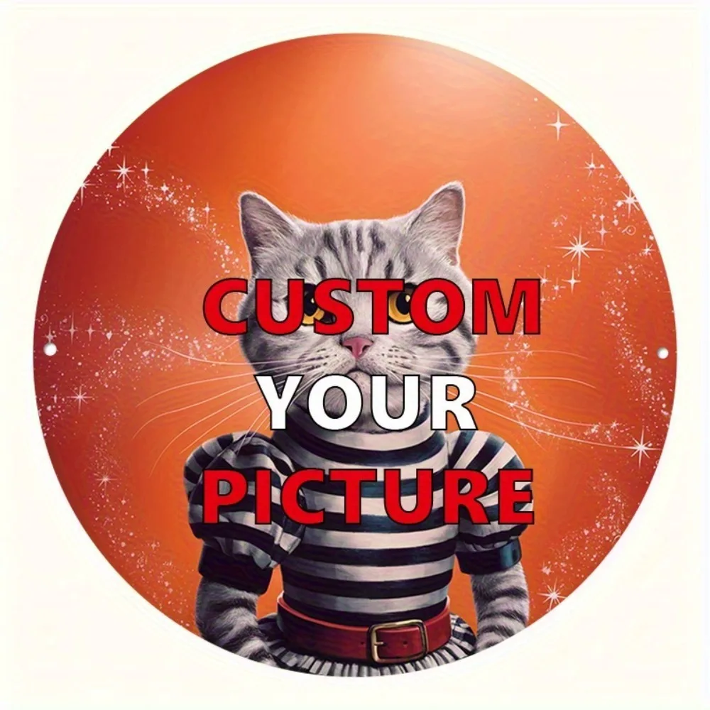 CIFbuy Personalized Photo Metal Wall Sign,Custom Upload Picture Round Decor (Only For Decoration)