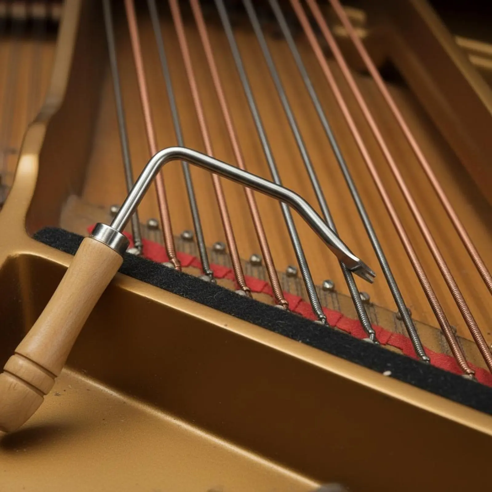Piano String Hook Sturdy Metal Construction Piano Stringing Hook Versatile Stringing Tool Wooden Handle