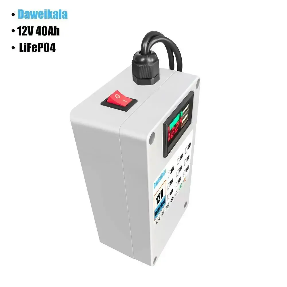 Batería recargable de iones de litio de alta capacidad 12V 10AH 20AH 30AH 40AH con cargador de corriente alterna, 4 tipos de desarrollo de tráfico