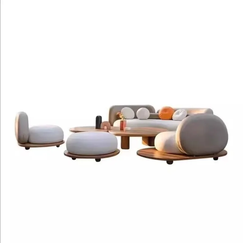 Teak Lounge Sofa Villa Garden Terrace Anti-corrosion Wood Modular Model House Outdoor
