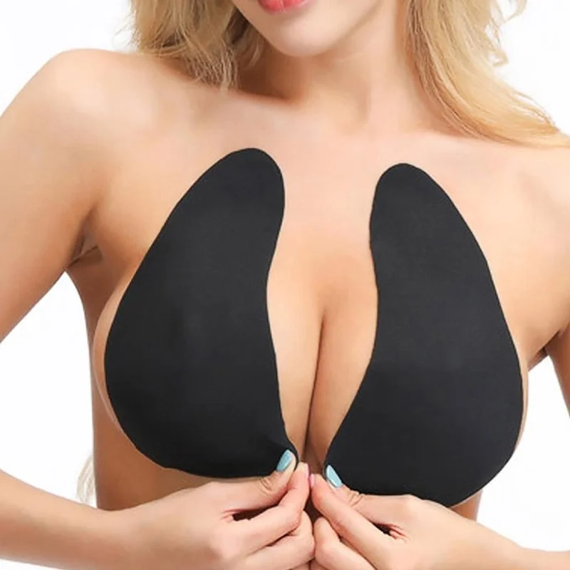 Women Large Size Adhesive Bra Water Drop Shaped Invisible Breast Pads Silicone Lifting Nipple Cover Push Up Chest Sticker 1 Pair