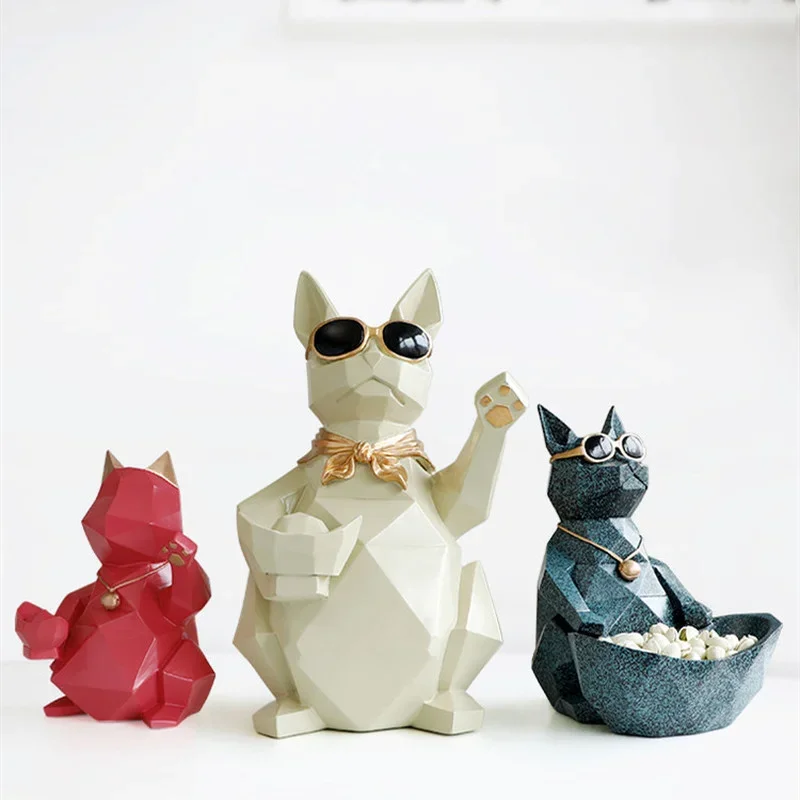 

Resin Animal Ornaments Ingot Cat Statue Sculpture Dog Storage Box Decoration Accessories Furnishing Crafts Groceries Key Tray