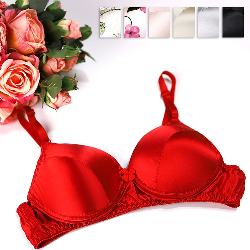Benmingnian Big Red Mulberry Silk Dwustronny jedwabny biustonosz i biustonosz bez stalowego pierścienia Letni cienki biustonosz do masażu
