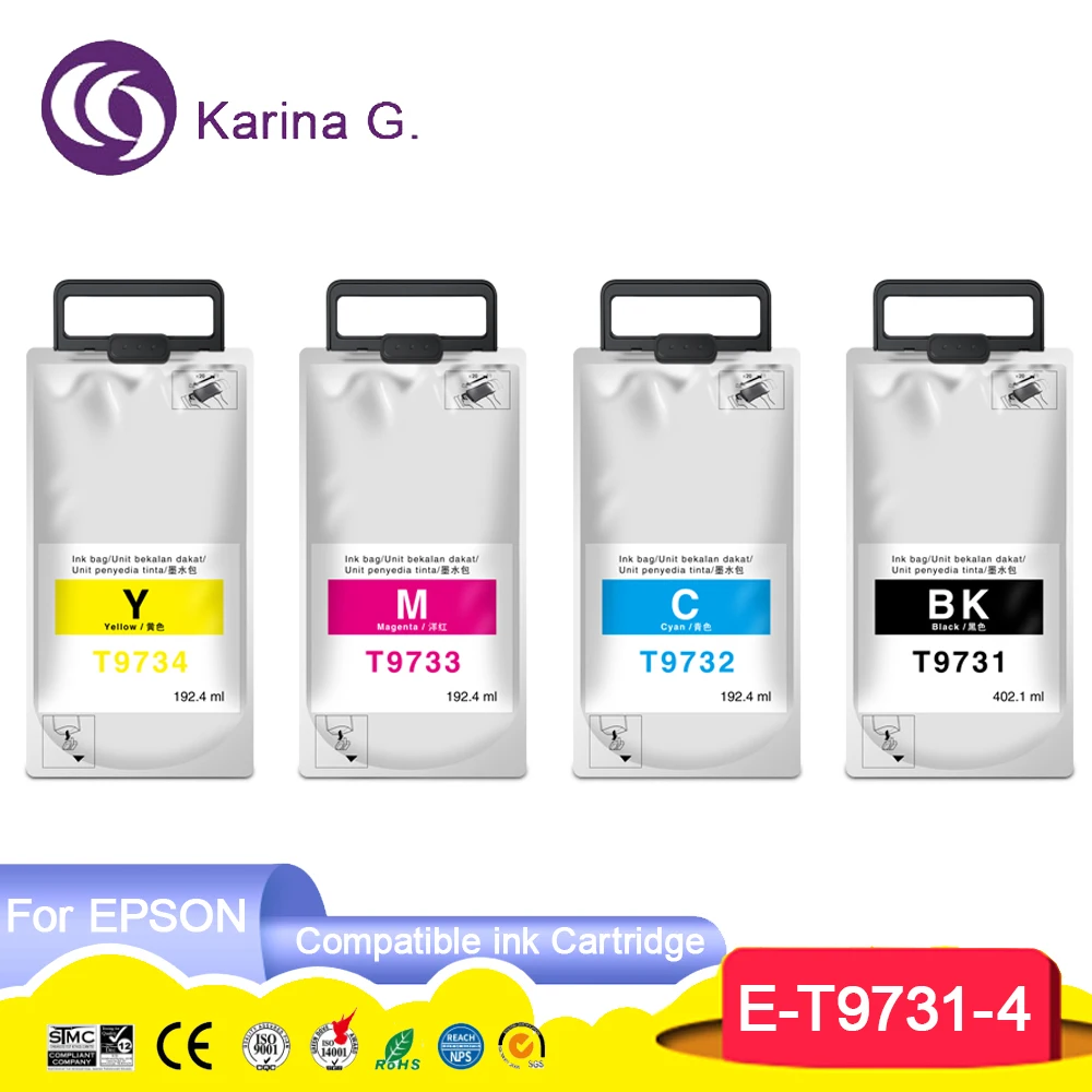 Imagem -02 - Premium Compatível Cor Inkjet Cartucho Bolsa de Tinta para Epson Wf-c 860 Wf-c 869 Series T973 T9731 T9732 T9733 T9734