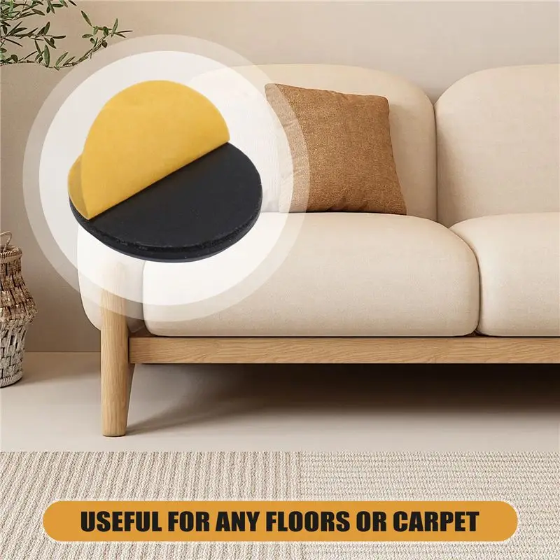 ABJI-16 Pcs Furniture Glides PTFE Sliders Self-Adhesive Furniture Glides Set Round Square For Furniture Easy Movers
