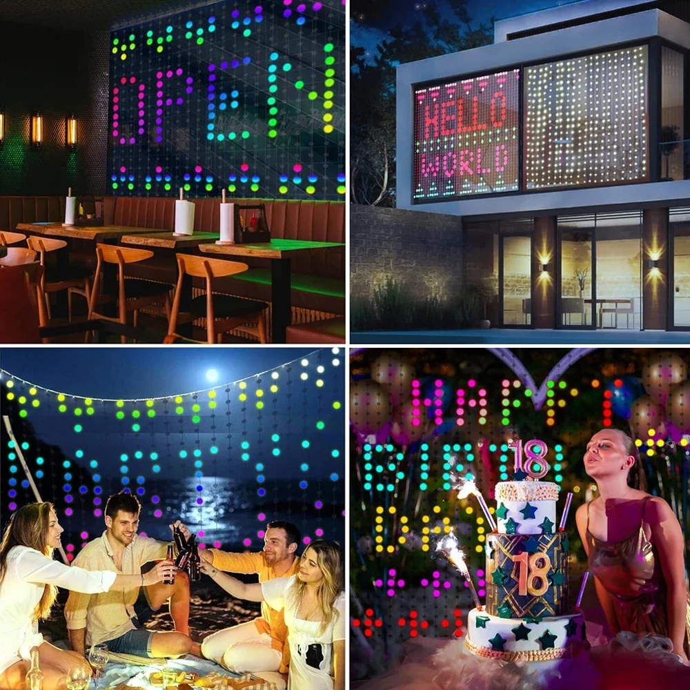 أضواء ستارة LED RGB، أضواء شريطية زخرفية ذكية، التحكم في التطبيقات والموسيقى، مقاومة للماء IP65، زينة عيد الميلاد الخارجية #4