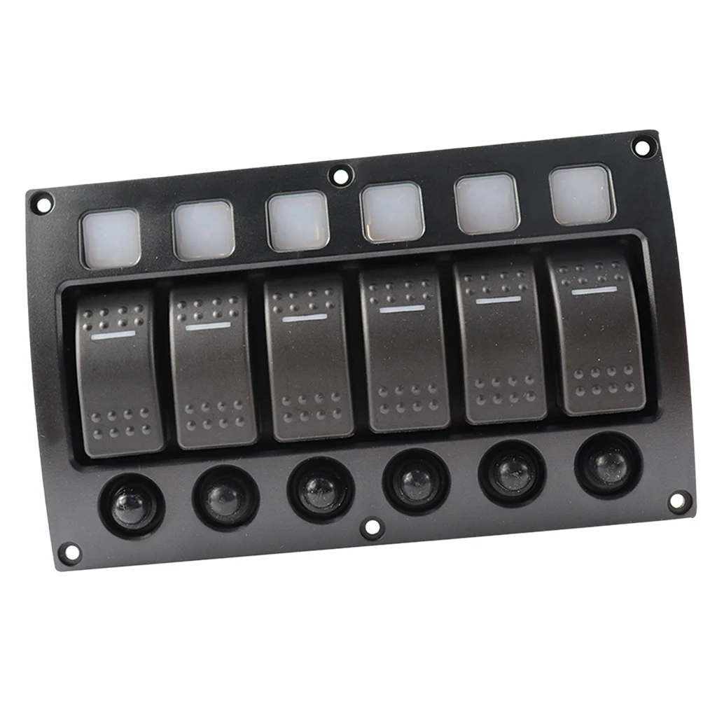6 Gang Rocker Switch Panel with Label Sticker Backlight Waterproof Toggle for Car Marine Truck SUV