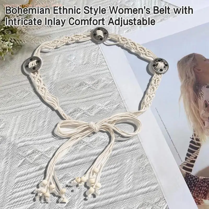 

49ME Elegant Waist Belt Lady Aesthetic Waistband Travel Belt Women Dress Waist Rope Woven Belt Girl Travel WaistBelt