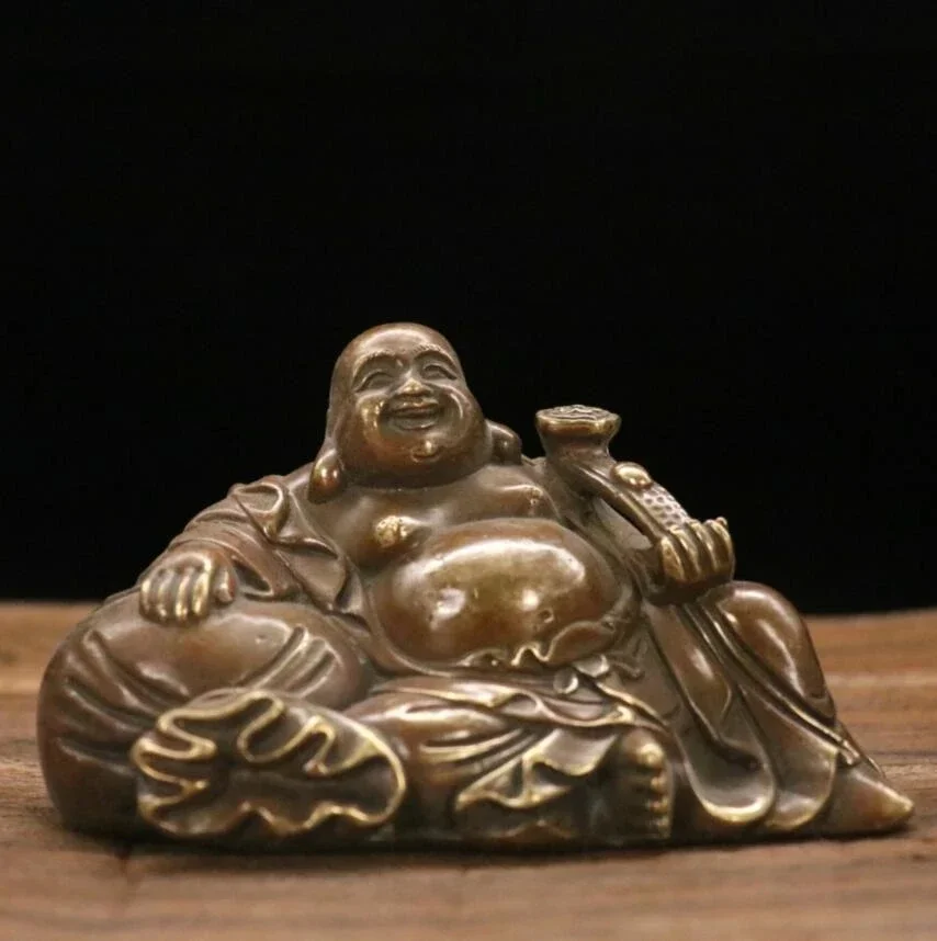 Archaize brass Ruyi Cloth bag maitreya Buddha consecrate Buddha decoration crafts statue