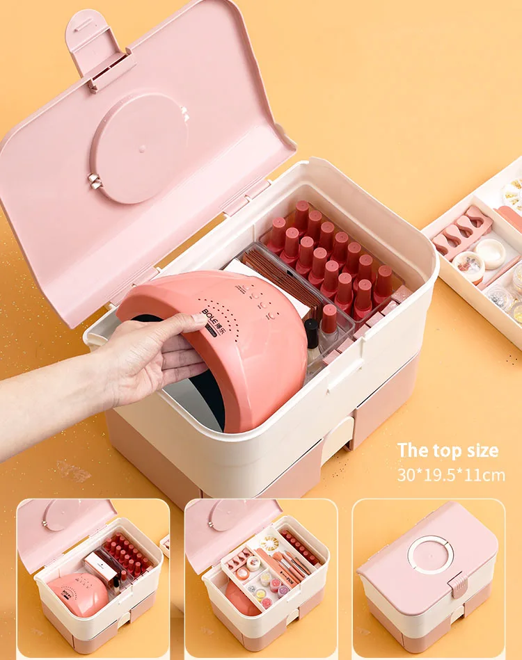 

High Quality Plastic Nail Art Organizer Container Gel Polish Remover Cleaning Pad Dryer Storage Case Accessories Tool Clean Desk