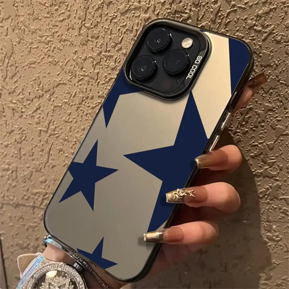 Funda de teléfono estrella minimalista azul adecuada para iPhone 17 16 15 14 13 12 11 Pro/Max/Plus contraportada anticaída y a prueba de golpes