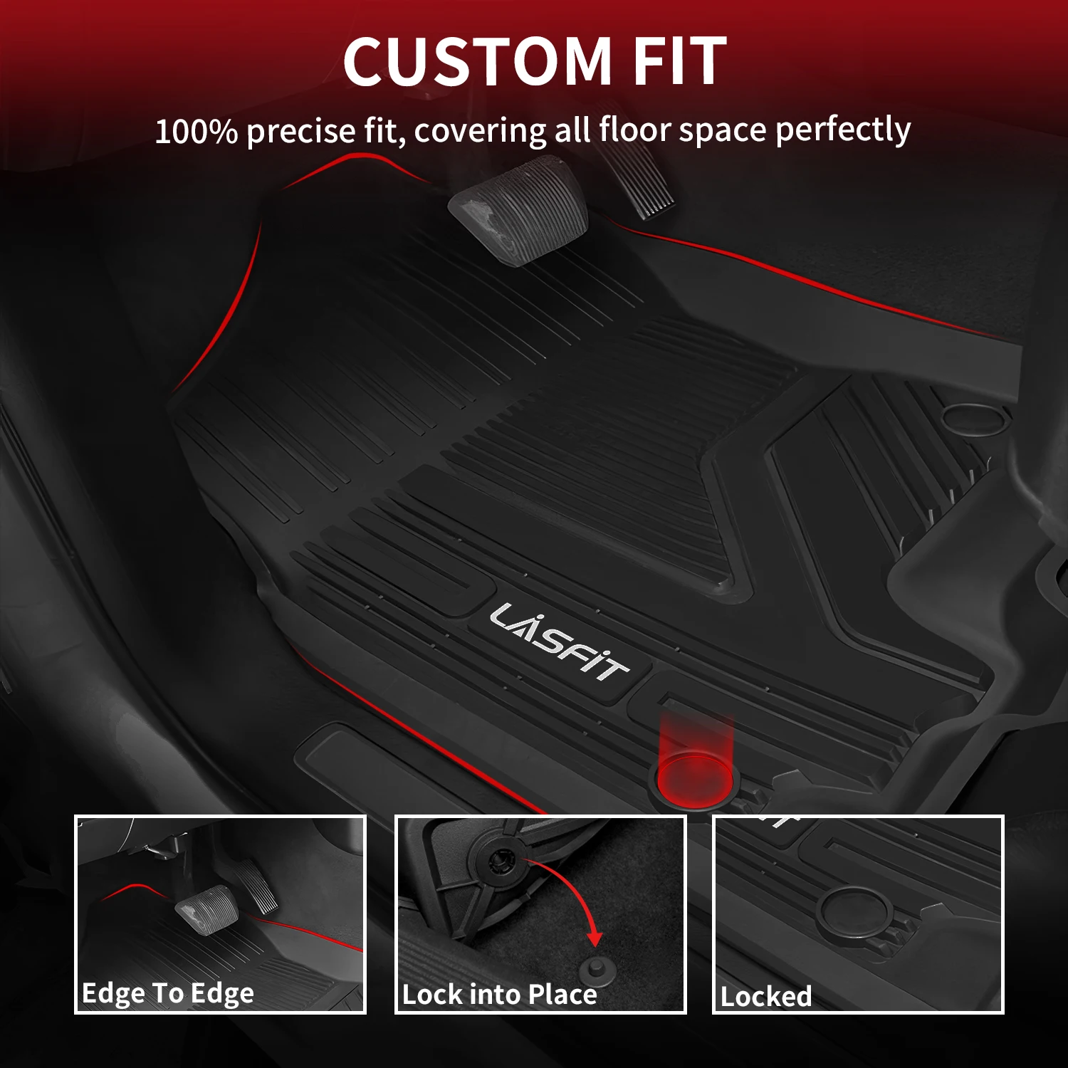 LASFIT Floor Mats Fit for RAM Pickup 1500 1500TRX Crew Cab with 2nd Row Under Seat Storage 2019-2024 ( Not fit for Classic )