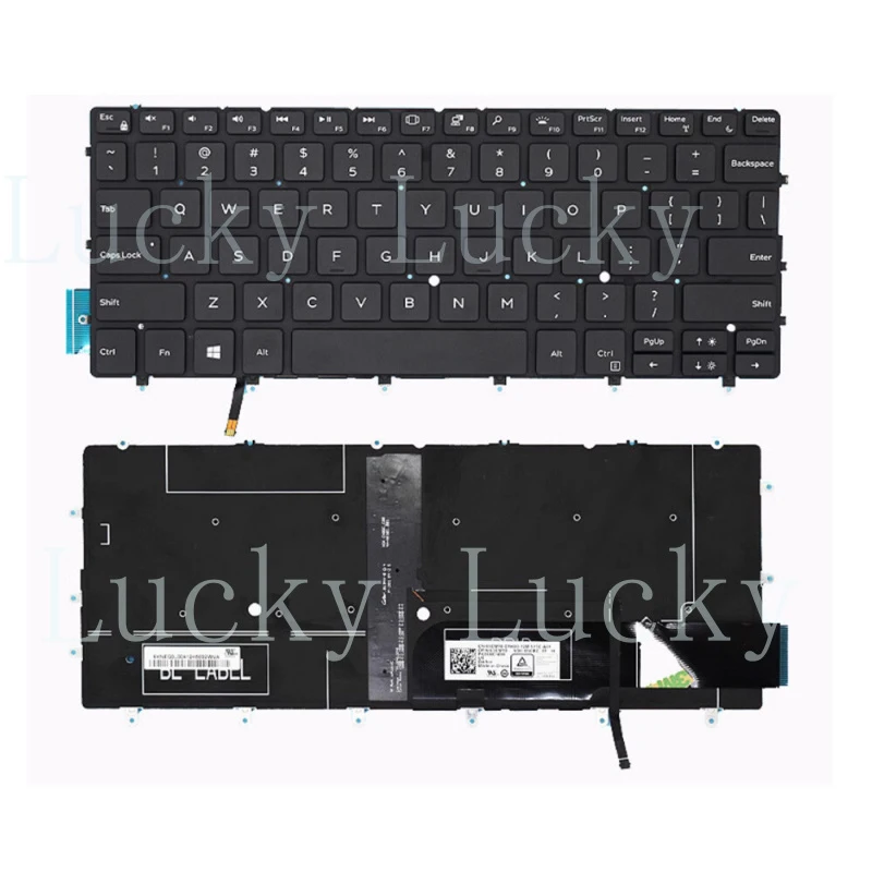 

Клавиатура с подсветкой для ноутбуков Dell XPS 13-9370, 9317, 9380, 9305, 7390, P82G, черная, американская раскладка