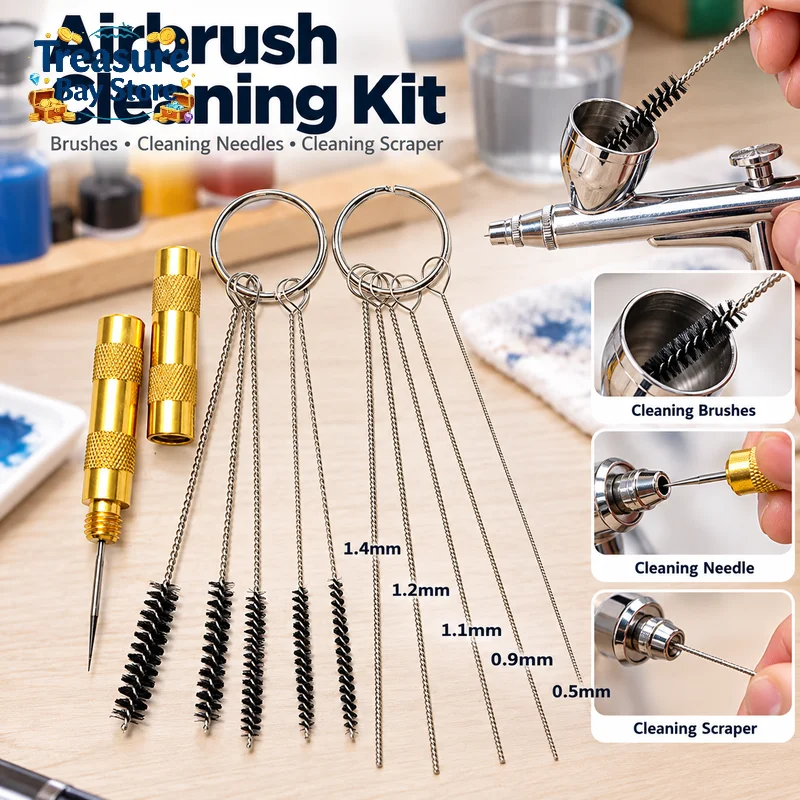 Airbrush Cleaning Kit Cleaner Brushes Airbrush Painting Supply For Auto Parts & Thin Tube Equipment Cleaning