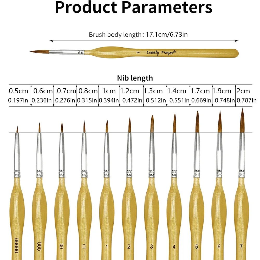 11pcs Professional Fine Detail Paint Brushes Set with Ergonomic Handle Nylon Miniature Painting Brushes for Acrylic Watercolor