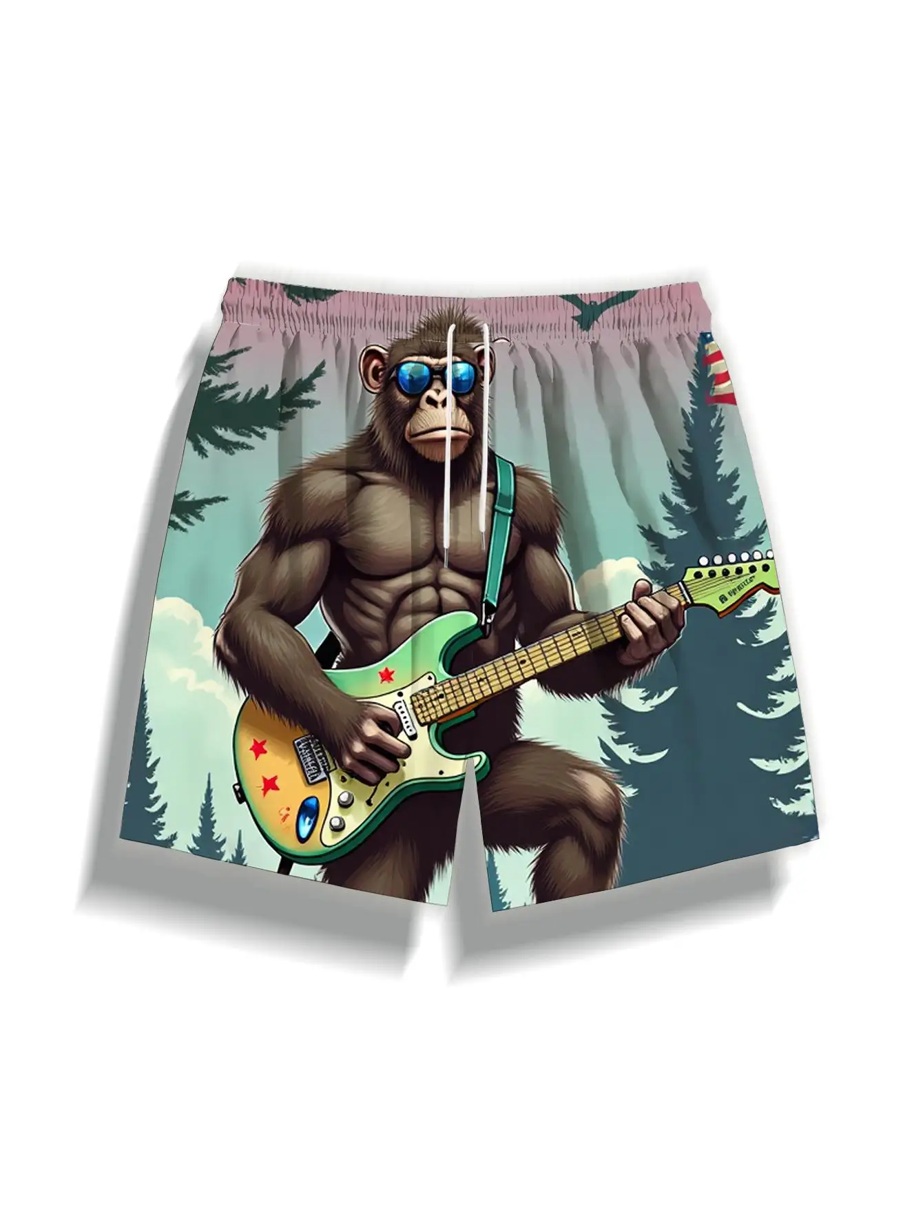 1pcs Men's Short swim trunks2026 Summer 3D Printed Short sleeve pants for man sport Breathable Polyester running Quick drying