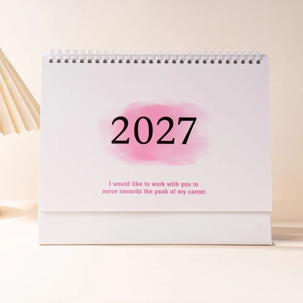 Yearly Agenda 2027 Desk Calendar Daily Schedule Thick Paper Standing Flip Calendar Memorandum Book Spiral Binding