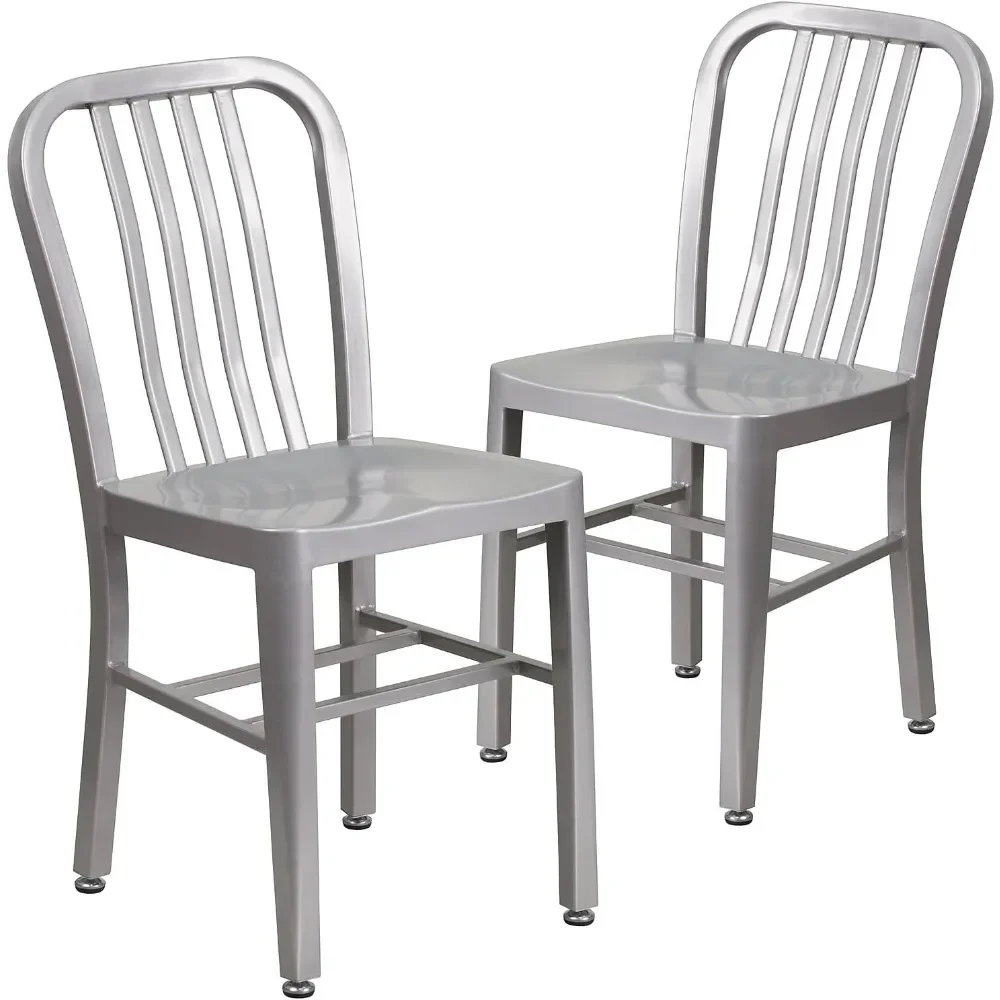 

Indoor/Outdoor Modern Metal Dining Chairs, Commercial-Grade Galvanized Steel Restaurant Chairs