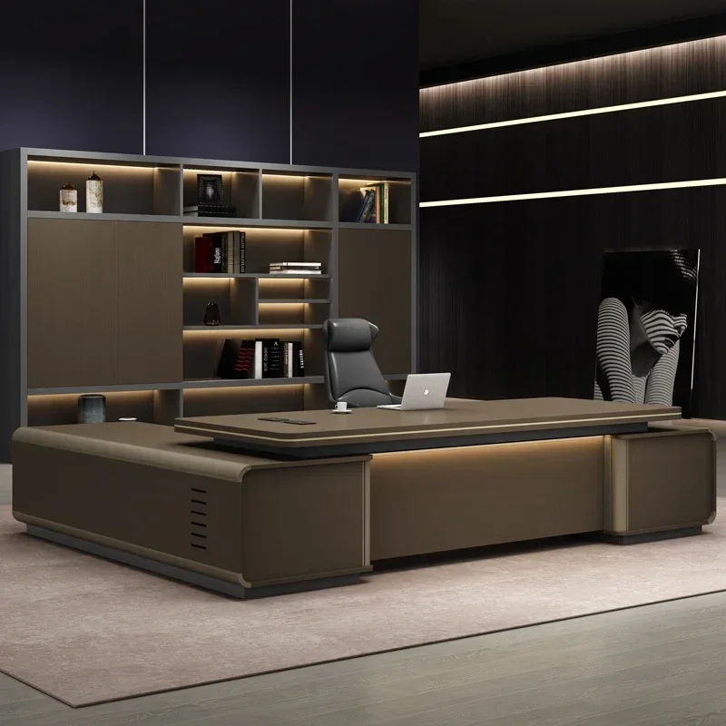 Modern light home luxury boss table,Luxury L Shaped office table , simple leadership, furniture manager's room, president's desk
