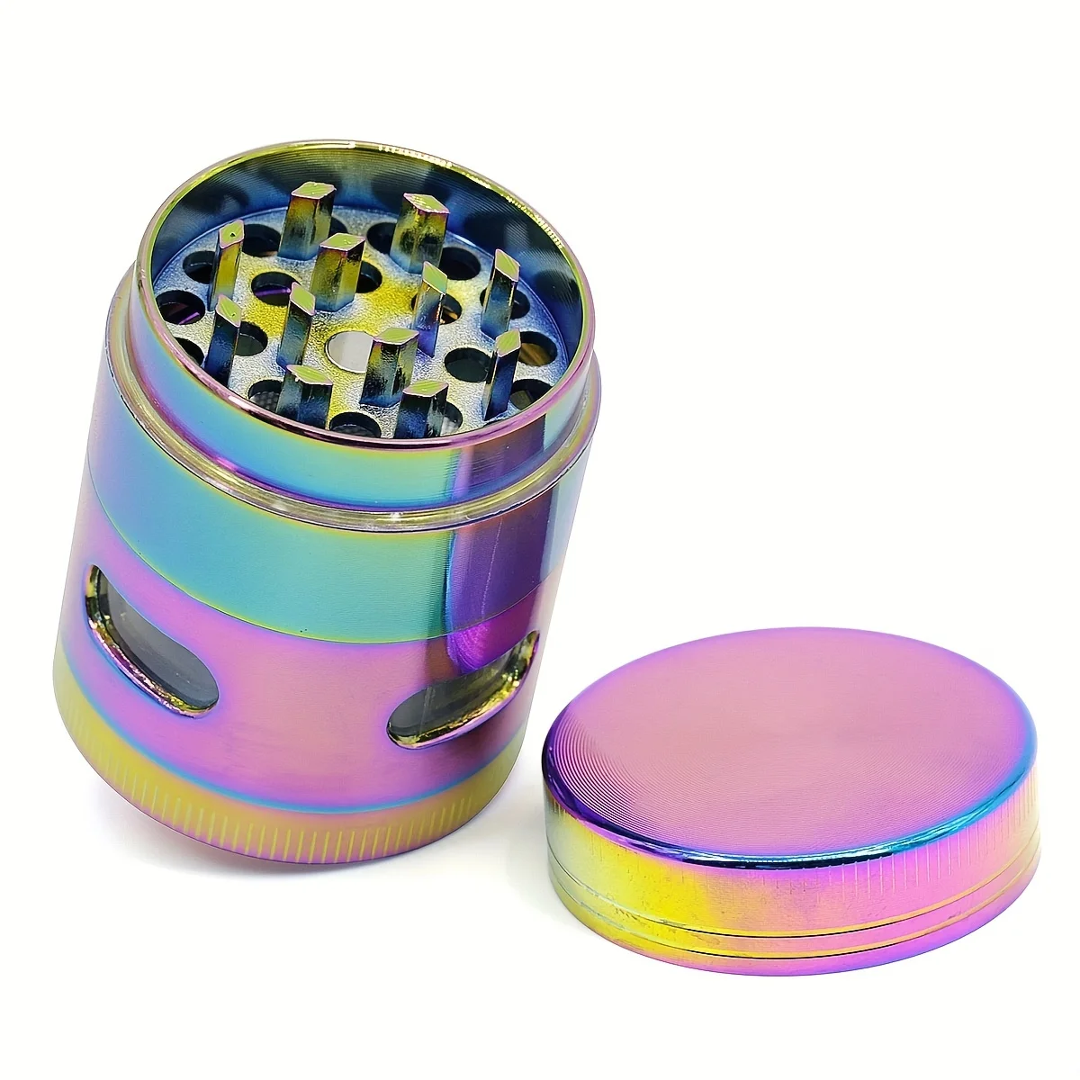 1.7 Inch New Cool Ice Blue 4-layer Side Window Smoke Grinder Fragrance Grinder