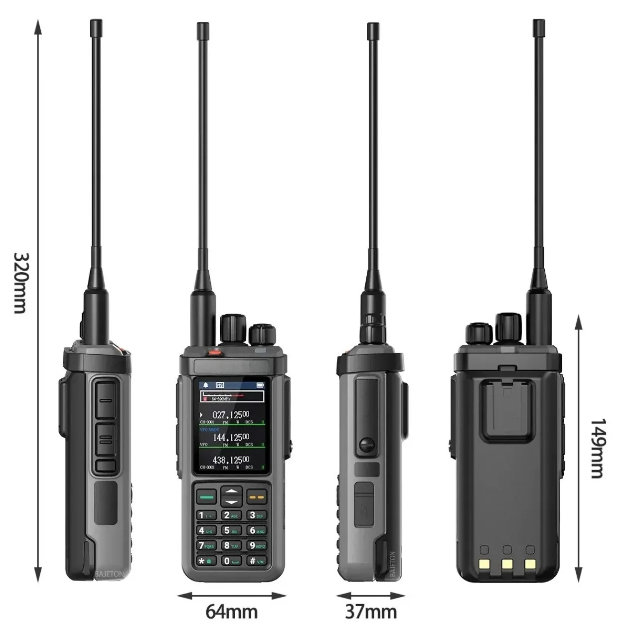 UV-98 Digital Mobile Radio 10W Output Power IP54 Water Resistant 2000-2500mAh Battery 0-10KM Range VHF/UHF Walkie Talkie