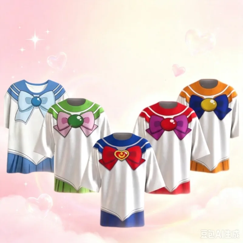 2026 Men Kid Children Sailor Moon Usagi Uniform T Shirt Streetwear Casual Sports Tee Girls Top Soccer Gift Anime Cosplay Top