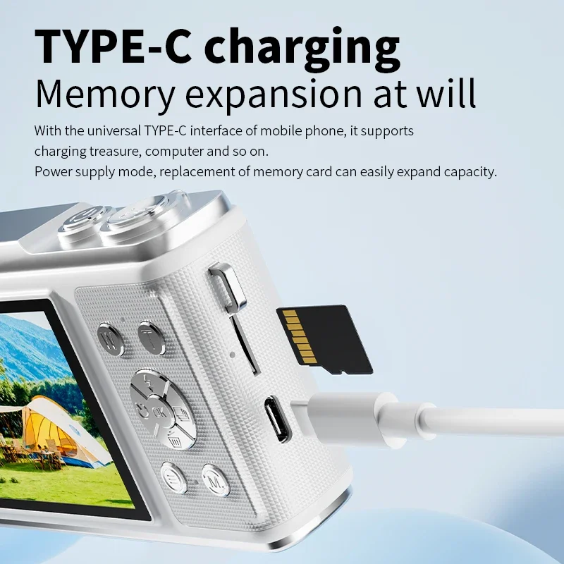 2025 New 4K Digital Camera CCD Student Camera HD 5000W Pixel Ultra-thin Lightweight Portable Card Camera Entry-level Camera