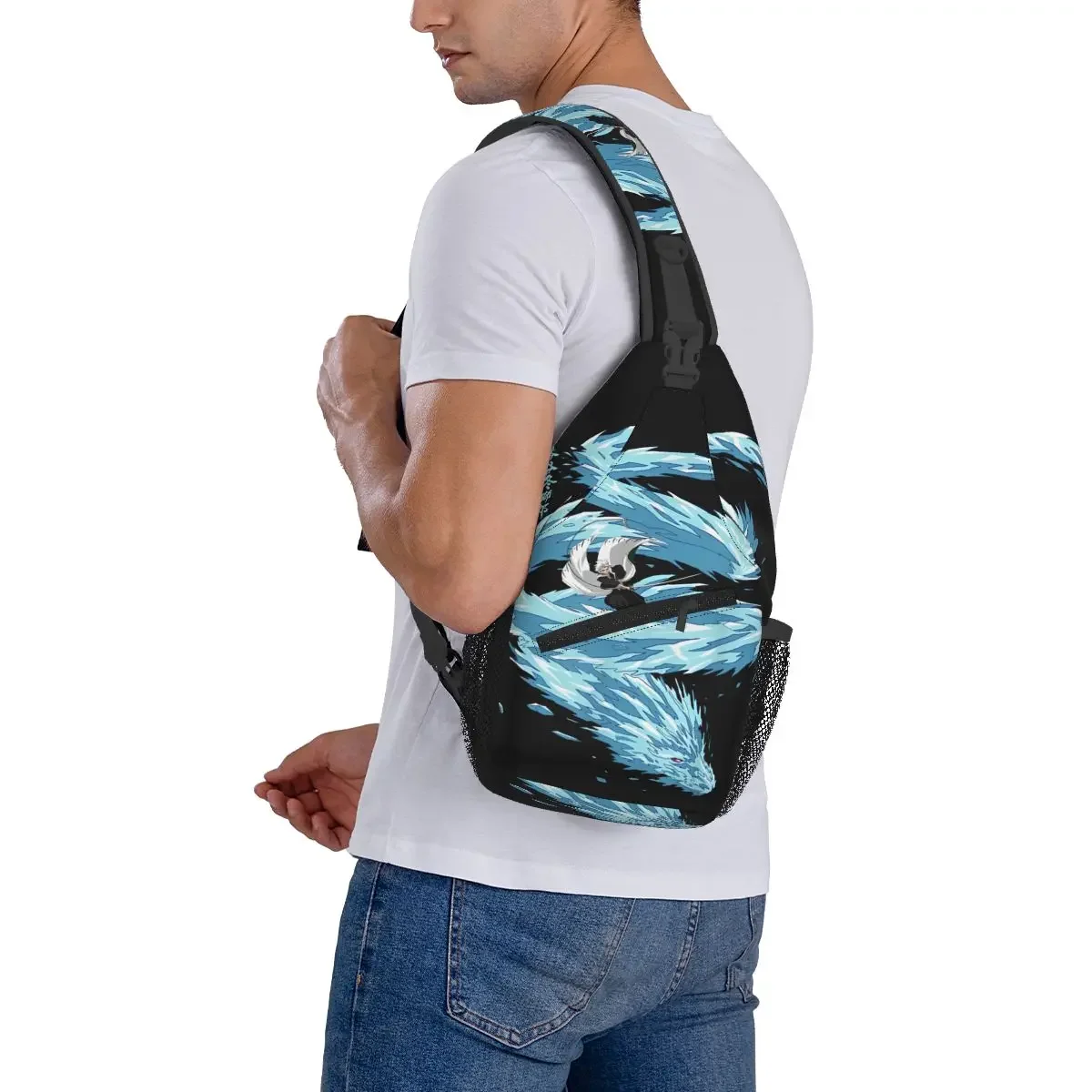 Bleachs Toshiro Dragon Crossbody Sling Bag Small Chest Bag Anime Shoulder Backpack Daypack for Hiking Travel Travel Bag