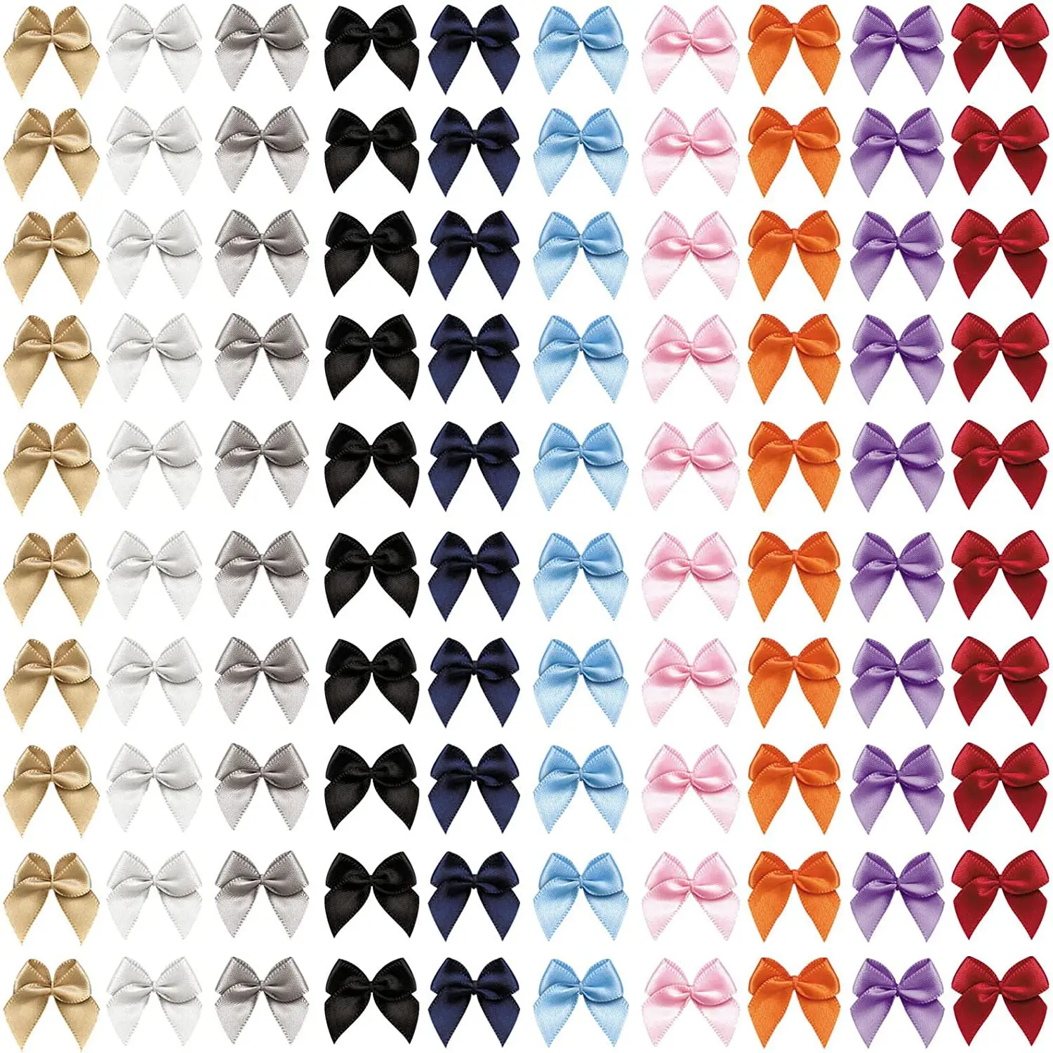 50/100pcs Mix noeud ruban Satin Ribbon Bows 25mm Hand Bow-knot Tie Small Bows for Crafts Christmas Party Decor Accessories