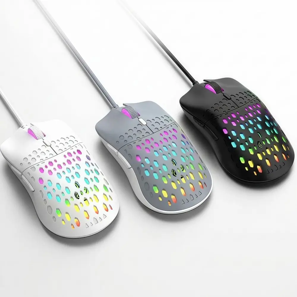 New 6 Keys G701 Wired Mouse Perforated Colorful Lighting Gaming Mouse Lightweight Honeycomb Illuminated Mouse Gaming and Office