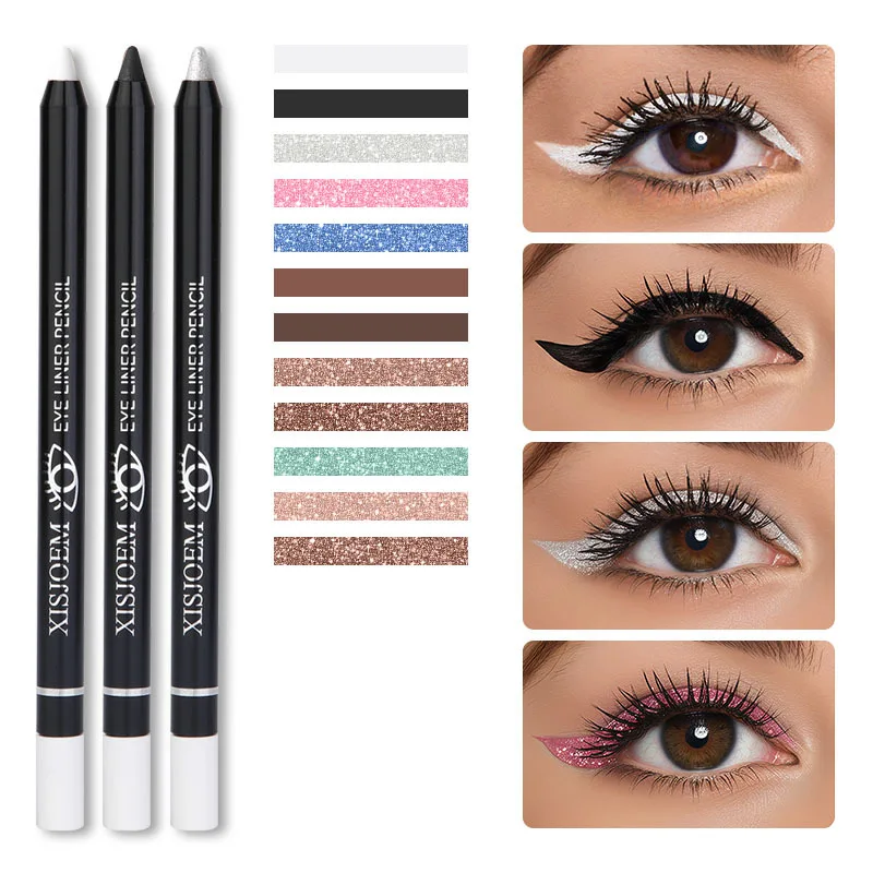 ชุดดินสอเขียนขอบตาหลากสี - กันน้ำ ไม่เลอะเทอะ แมตต์และชิมเมอร์ เม็ดสีแน่นสำหรับการแต่งหน้าทุกวัน/งานปาร์ตี้